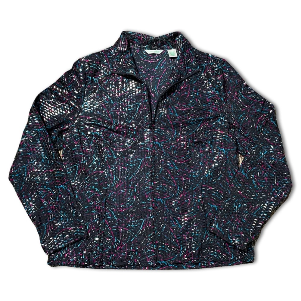 •Vintage Laura Ashley 80s 90s Style Zipper Shirt Jacket LARGE•